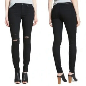 PAIGE Verdugo Ultra Skinny Black Shadow Destructed Jeans Size 28